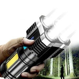 Portable Rechargeable LED Flashlight for Camping & Hiking (Shell Color: Black, Type: Style C)